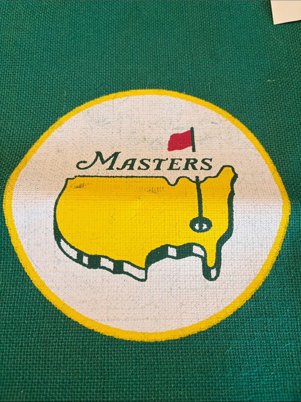 Masters Green Tote Jute  with Yellow Logo Map Emblem NWT - Picture 2 of 9